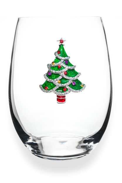 Christmas Tree Jeweled Stemless Wine Glass-COMING SOON