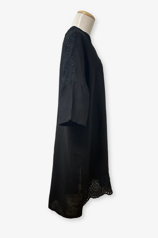 Eyelet Detail Linen Dress/Cover Up
