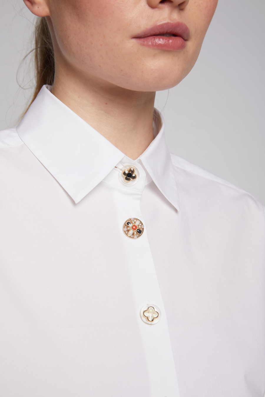 Vilagallo Irina White Poplin Sparkle Button Shirt