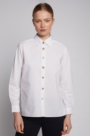 Vilagallo Irina White Poplin Sparkle Button Shirt