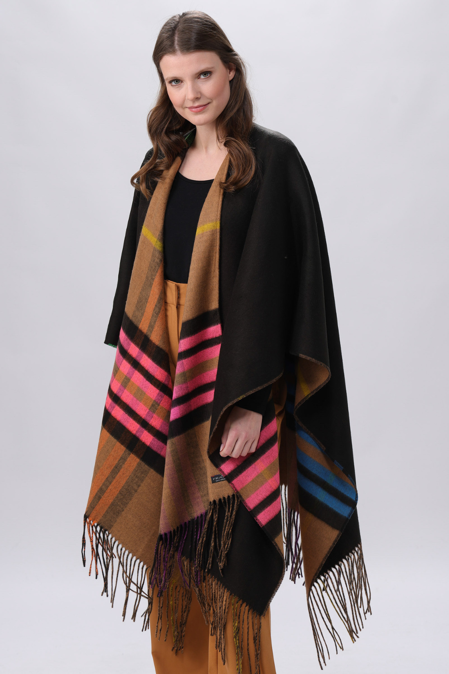 Reversible FRAAS Plaid Poncho/Ruana