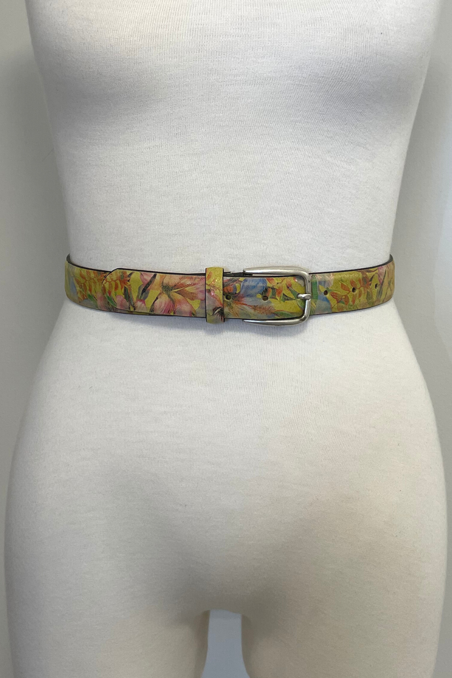 Yellow Print Leather Belt