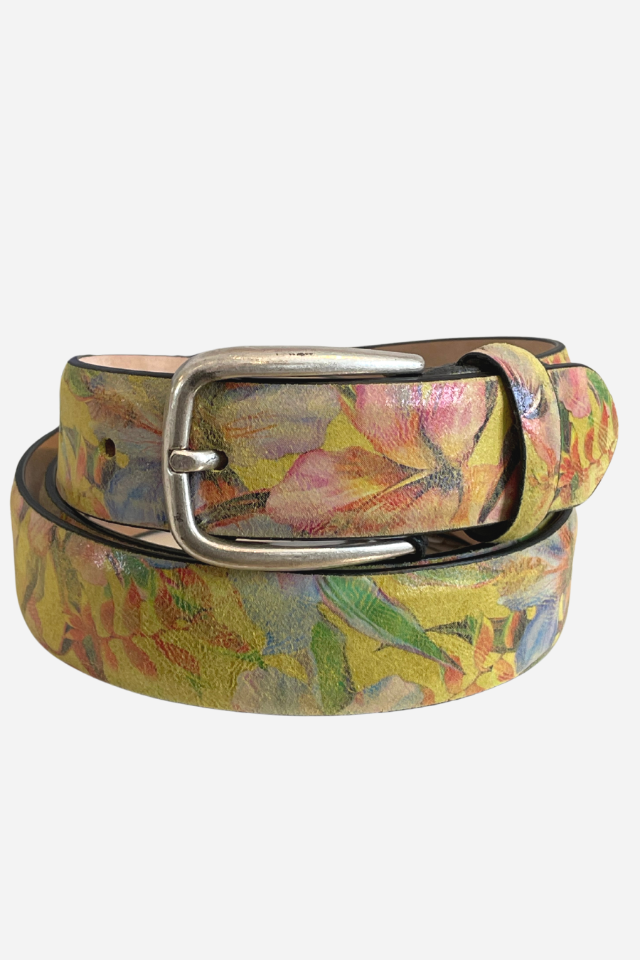 Yellow Print Leather Belt