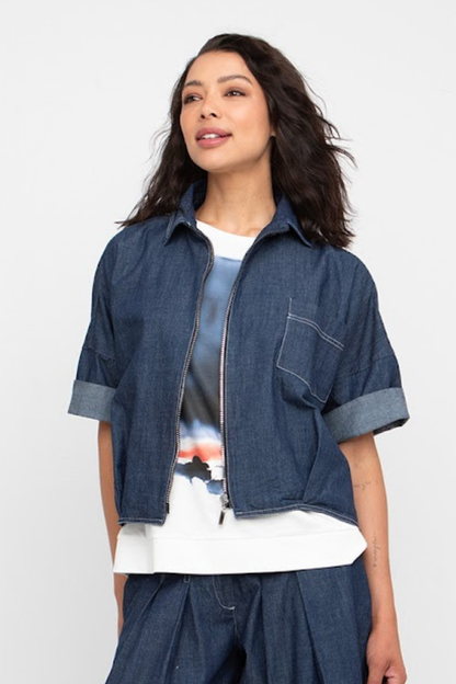 Zip Front Denim Top-COMING SOON