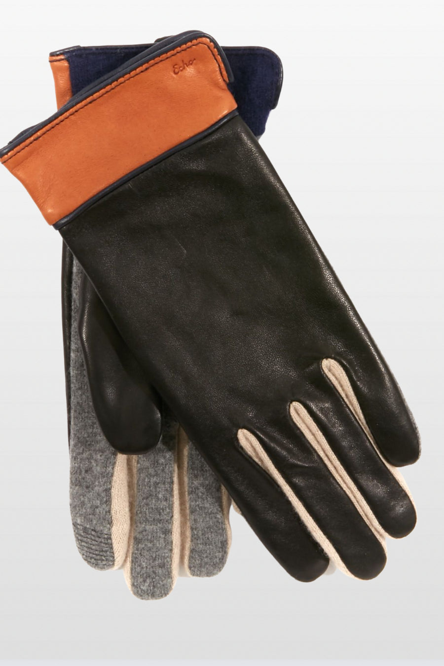 Colourblock Leather & Wool Glove