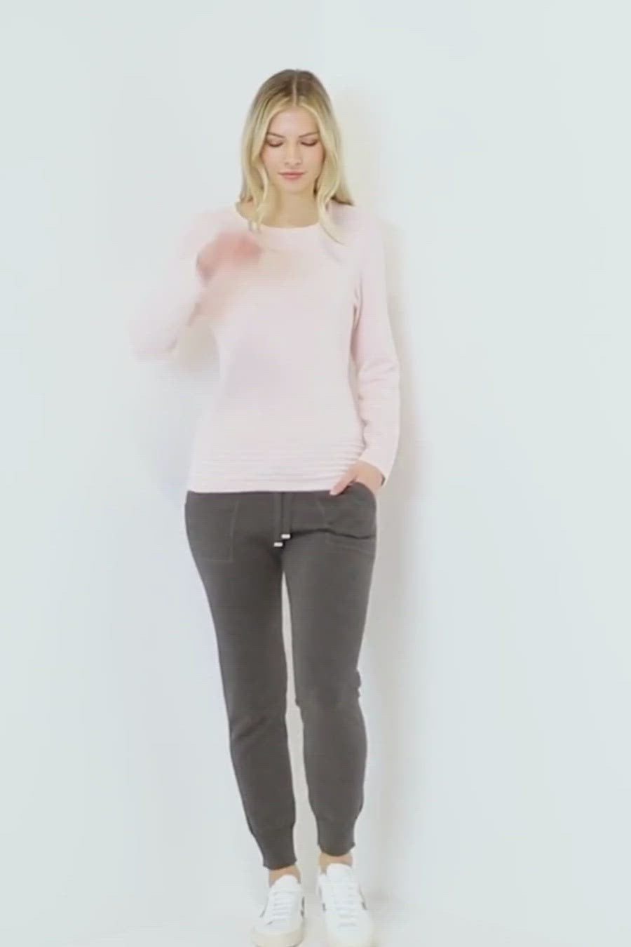 Raised Knit Detail Round Neck Sweater ONLINE ONLY