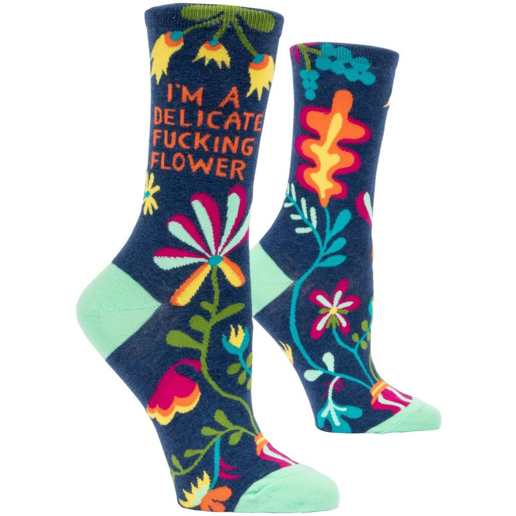Ladies Blue Q Crew Socks