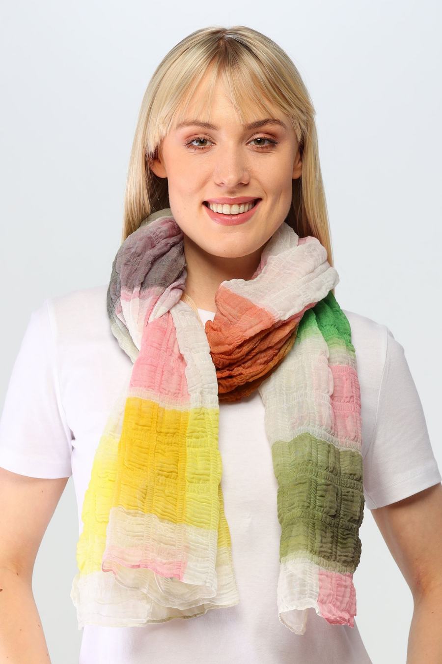 Sustainability Edition: Plissé Ombre Plaid Reclaimed Poly Scarf