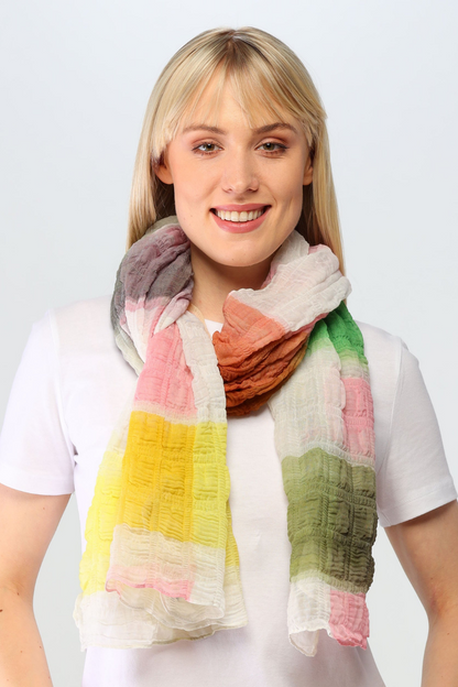 Sustainability Edition: Plissé Ombre Plaid Reclaimed Poly Scarf