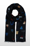 navy scarf with hats printed 
