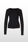 long sleeve, button up cardigan. bamboo and spandex fabric. black colour. 