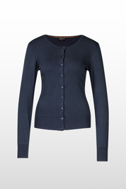 long sleeve, button up cardigan. bamboo and spandex fabric. navy colour. 