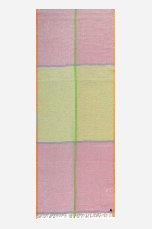 Bright Blocks Linen Cotton Blend Scarf