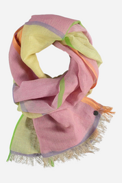 Bright Blocks Linen Cotton Blend Scarf