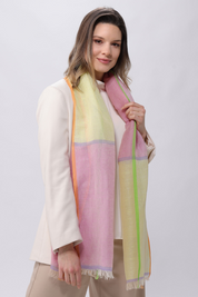 Bright Blocks Linen Cotton Blend Scarf