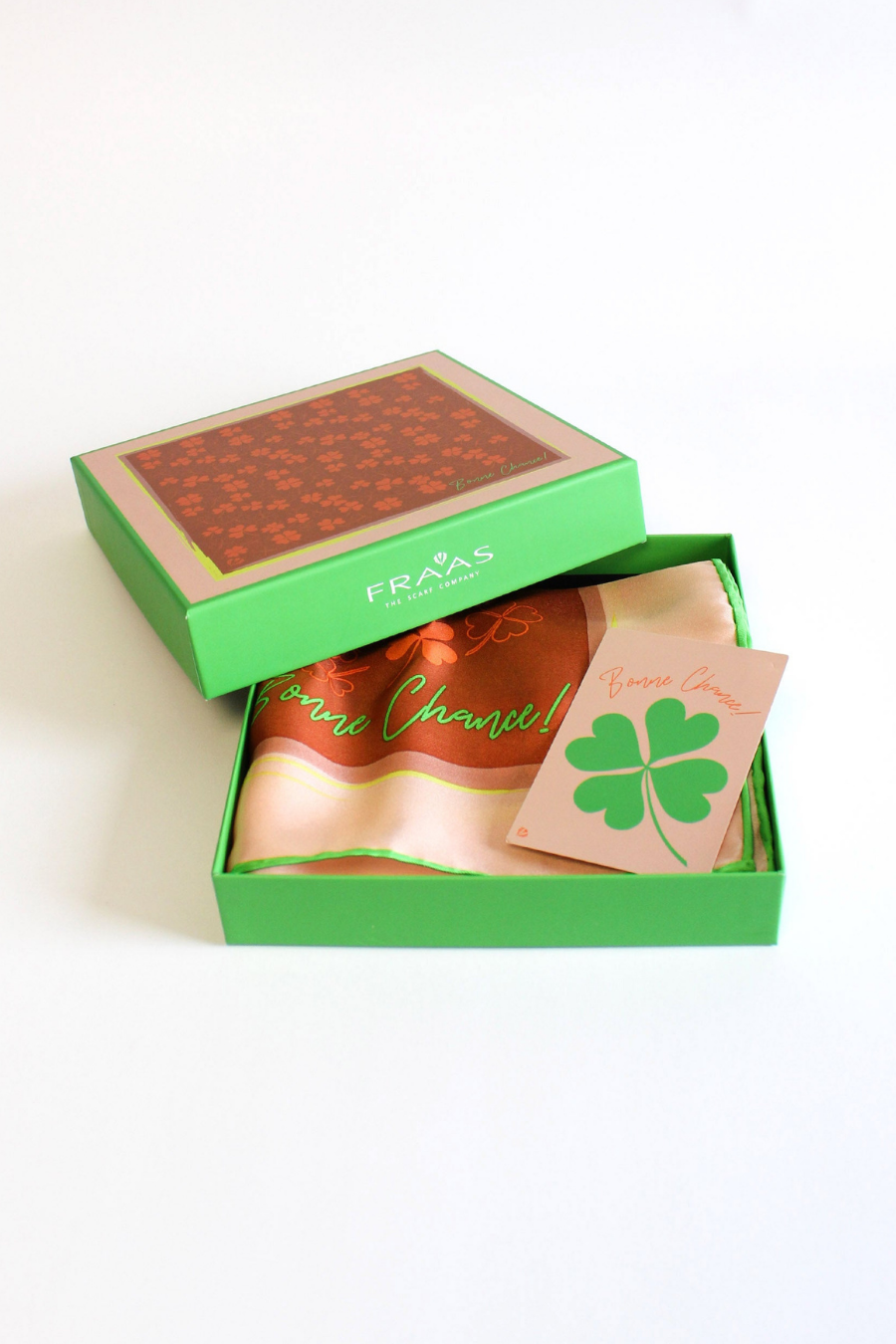 Bonne Chance Silk Square Neckie in Gift Box