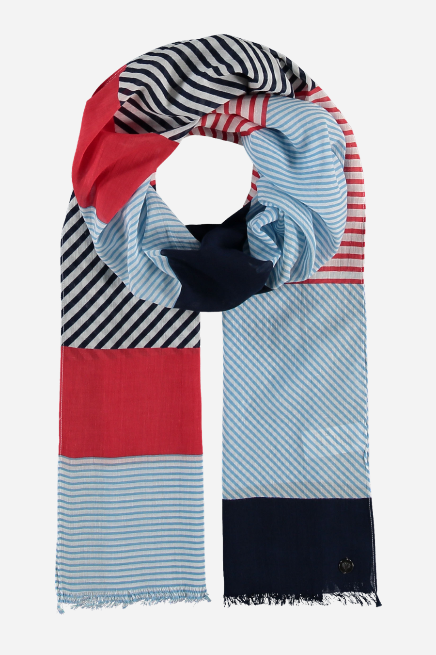 Striped Blocks Cotton Print Scarf