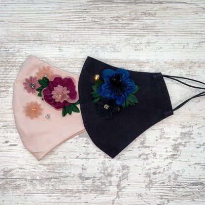 Flower and Rhinestone Face Mask