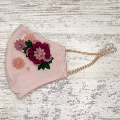 Flower and Rhinestone Face Mask