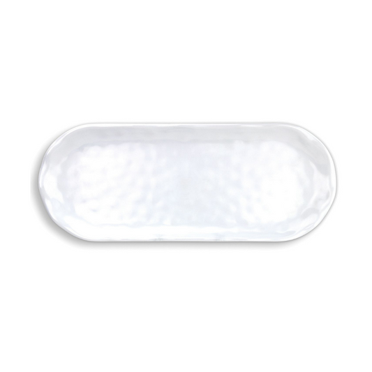White on White Melamine Serveware Accent Tray