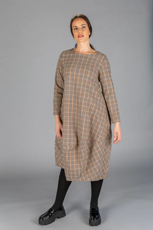Long Sleeve Checkered Dress