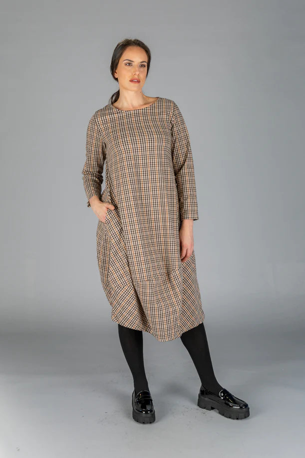 Long Sleeve Checkered Dress