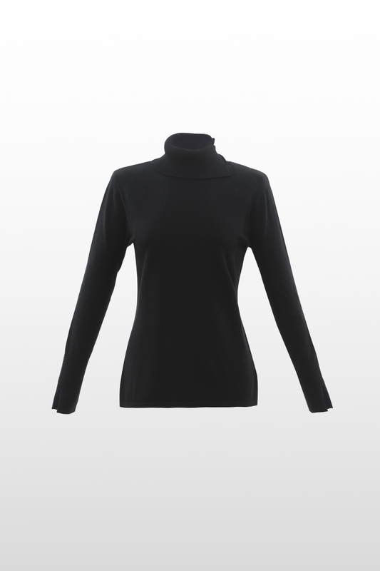 Split Neck Turtleneck Sweater