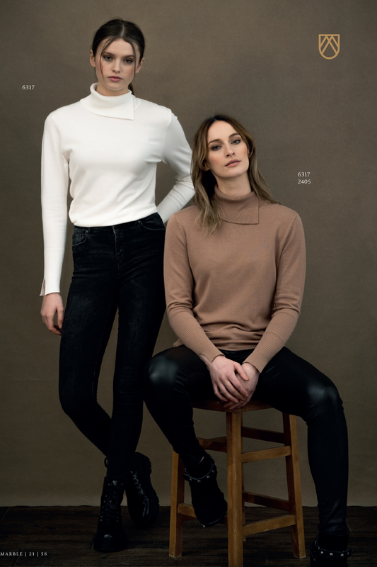 Split Neck Turtleneck Sweater