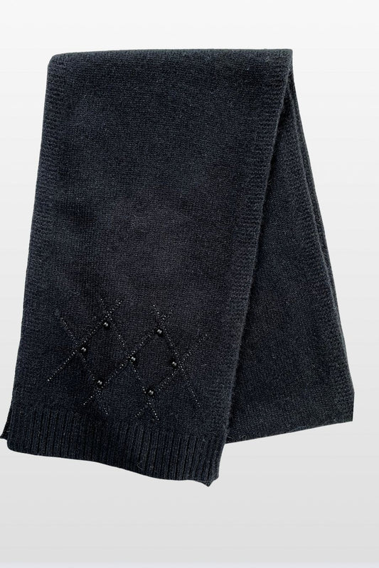 Diamond Crystal Pattern Wool Scarf
