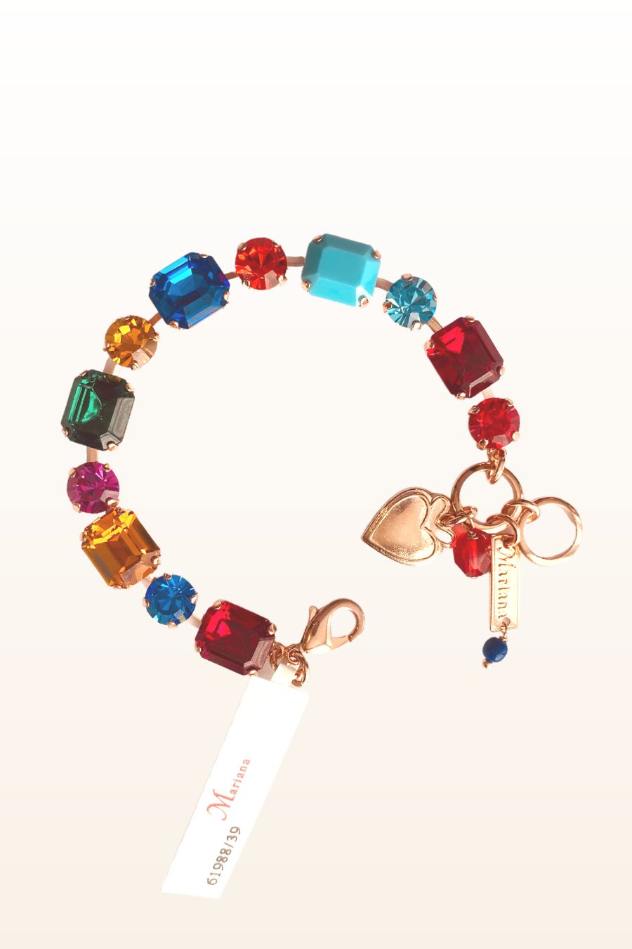 Rose Gold Rectangle Rainbow Crystal Bracelet