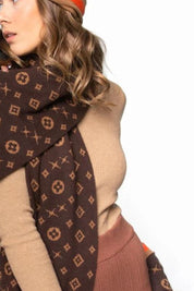Monogram Pattern Scarf with Contrasting Border