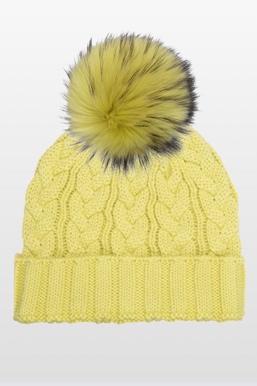 Charlie Cable Wool Hat with XL Racoon Pom