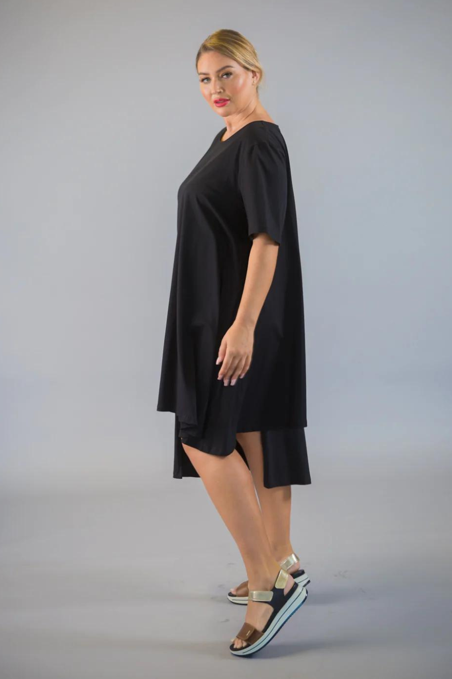 Asymmetric Black Jersey Dress/Tunic