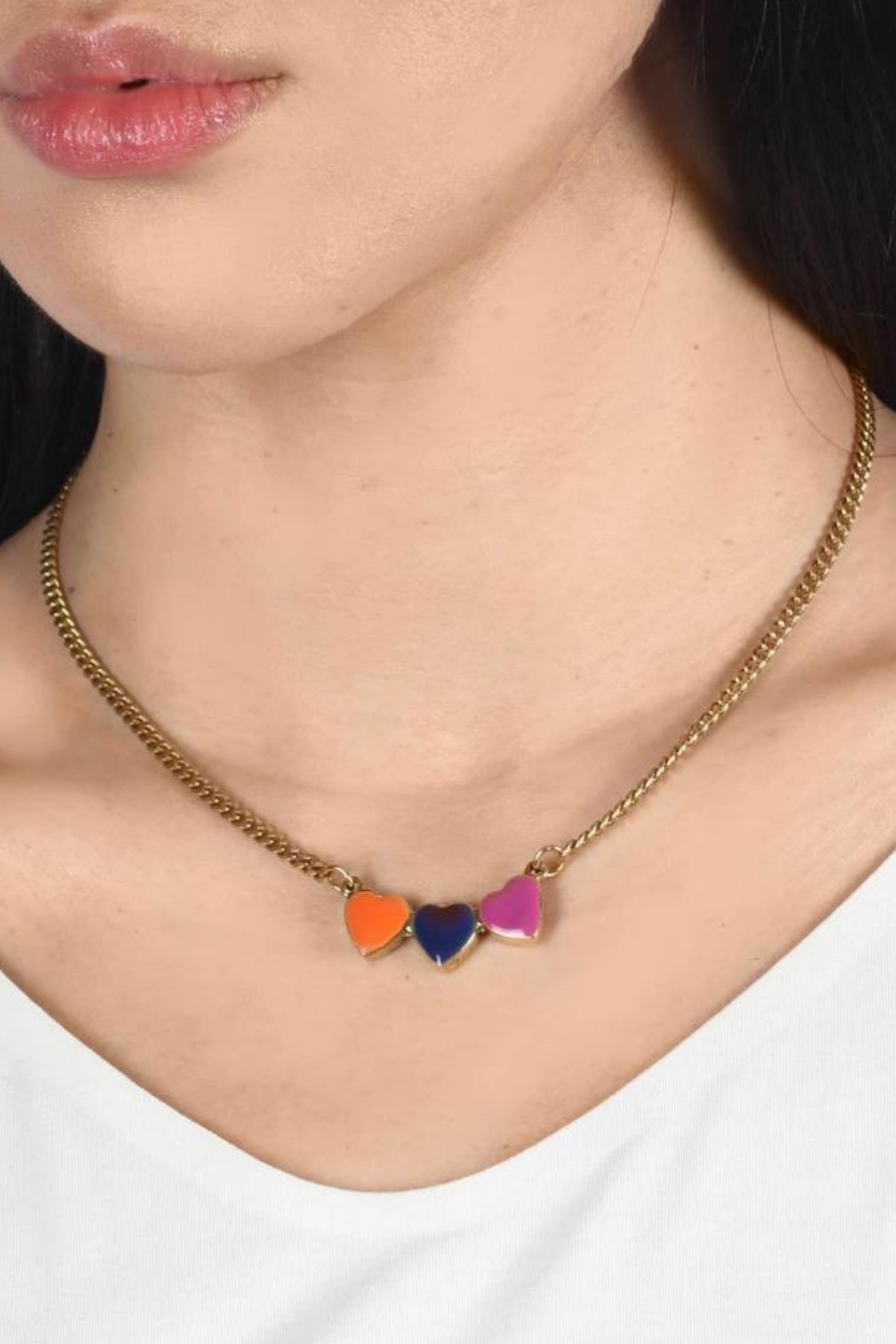Triple Heart Reversible Necklace