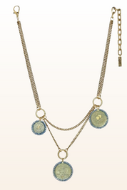 Triple Coin Denim Necklace
