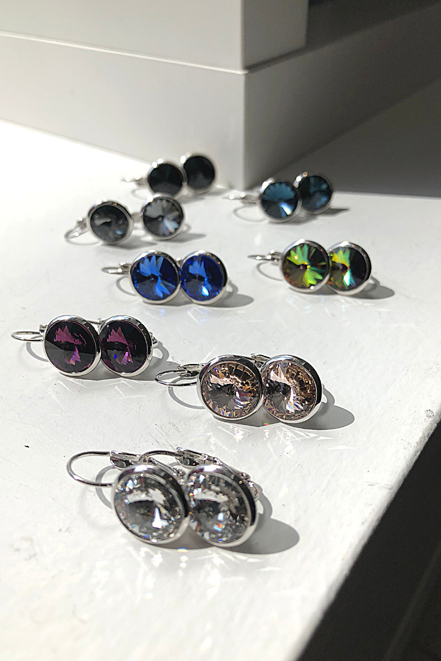 Rhodium Rivoli Crystal Earrings