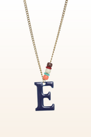 Long Enamel Monogram Necklace