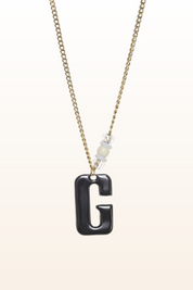 Long Enamel Monogram Necklace