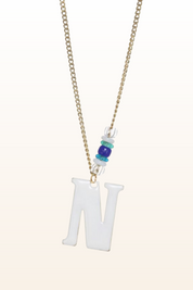 Long Enamel Monogram Necklace