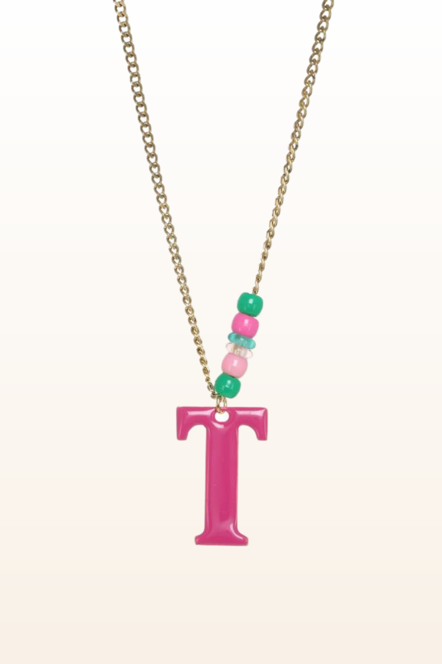 Long Enamel Monogram Necklace