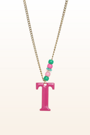 Long Enamel Monogram Necklace