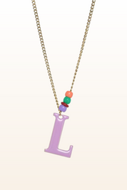 Long Enamel Monogram Necklace