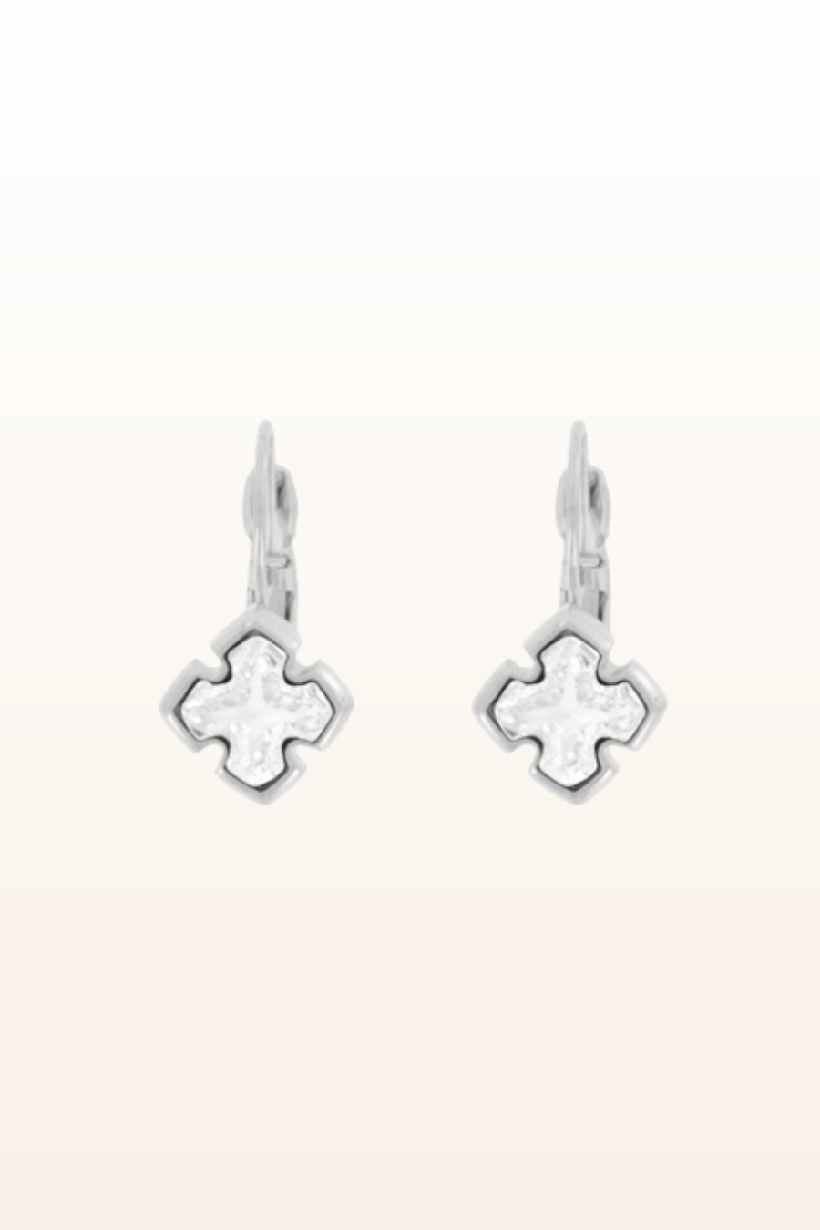 Matt Rhodium Small Cross Euroback Earrings