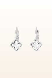 Matt Rhodium Small Cross Euroback Earrings