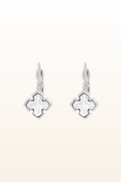Matt Rhodium Small Cross Euroback Earrings