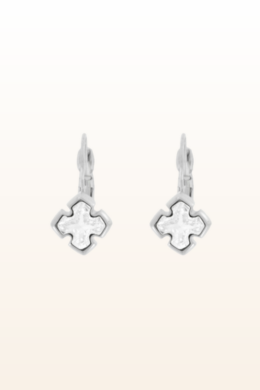 Matt Rhodium Small Cross Euroback Earrings