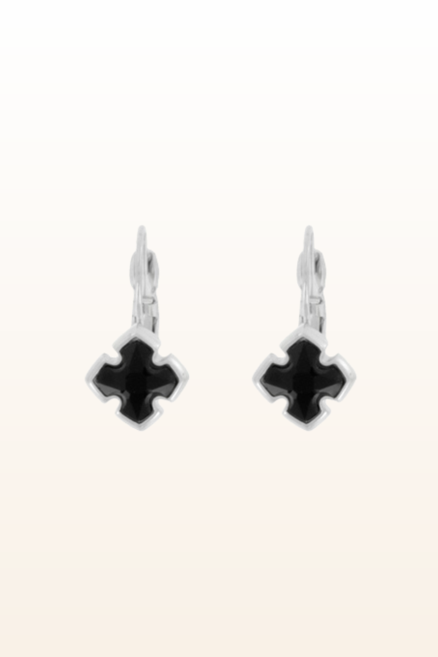 Matt Rhodium Small Cross Euroback Earrings