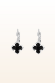Matt Rhodium Small Cross Euroback Earrings