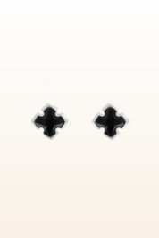 Matt Rhodium Small Cross Post Earrings