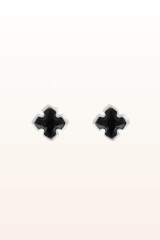 Matt Rhodium Small Cross Post Earrings